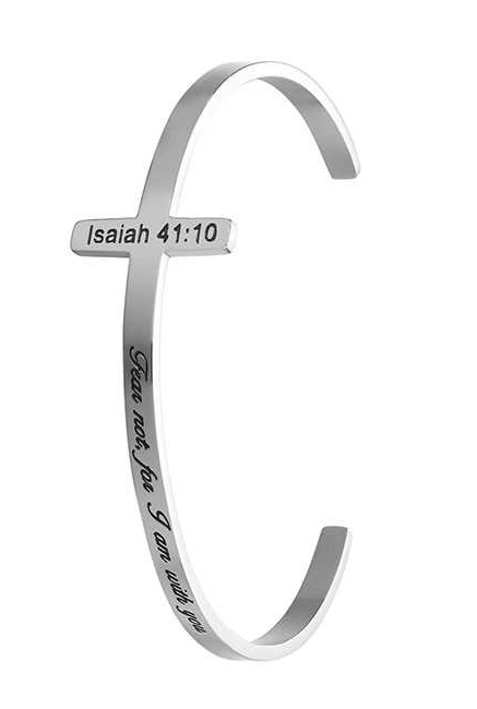 Vooraanzicht van christelijke armband Isaiah 41:10